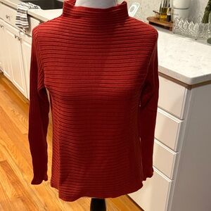 Eileen Fisher Rich Rust Cowl Neck Sweater, Sz S, Merino wool